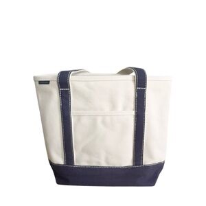 Land’s End Classic Preppy Navy Blue & Natural Boat Travel Beach Tote Bag